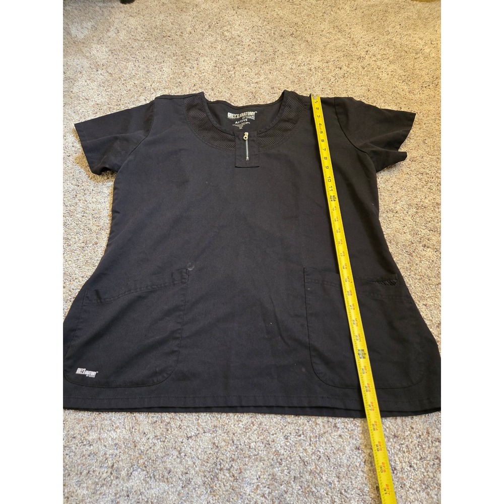 Grey's Anatomy by Barco Active Black Scrub Top XL Mesh Zip Front - Picture 11 of 11